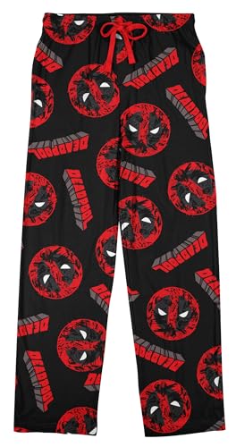 Deadpool Repeat Name & Logo Men's Black Sleep Pajama Pants