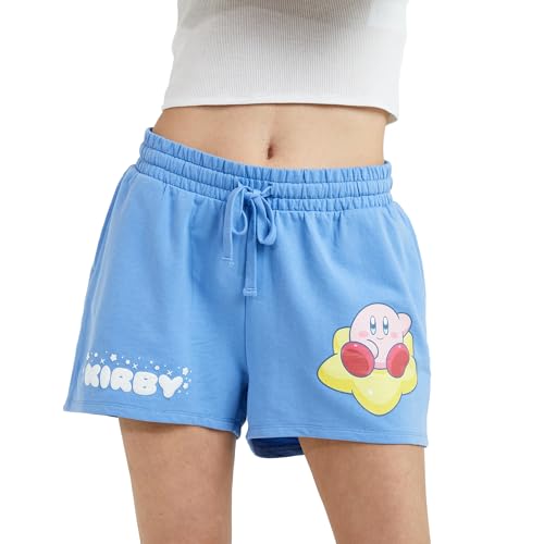 Kirby Warp Star Glitter Puff Print Women's Blue Sweat Shorts
