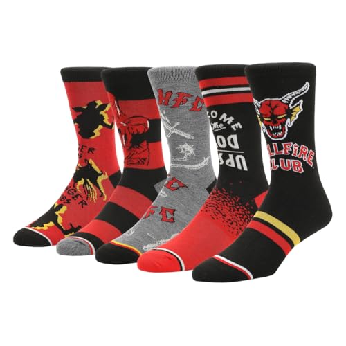 Stranger Things Mixed Character and Icons Men's 5-Pack Casual Crew Socks