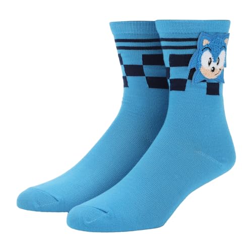 Sonic The Hedgehog 3D Character Face Women's Blue Casual Crew Socks