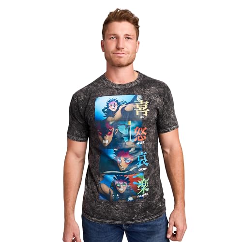 Demon Slayer Joy Sorrow Anger Pleasure Men's Black Crew Neck Short Sleeve T-shirt