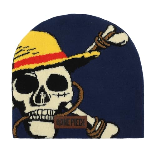 One Piece Live Action Straw Hat Skull & Crossbones Navy Cuffless Beanie