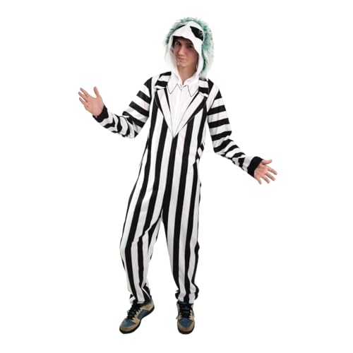 Beetlejuice Betelgeuse Men's Hooded Onesie Costume Union Suit