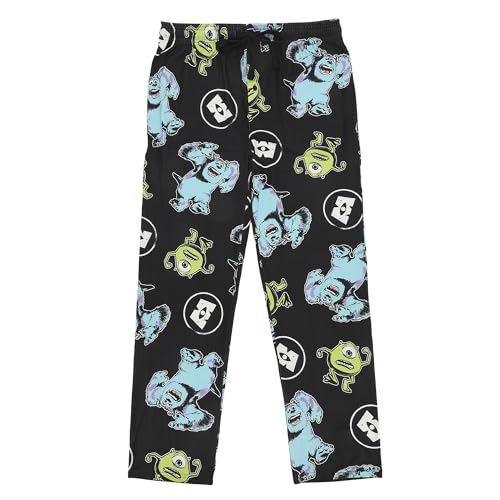 Monsters Inc Mike & Sulley All-Over Print Adult Black Sleep Pajama Pants