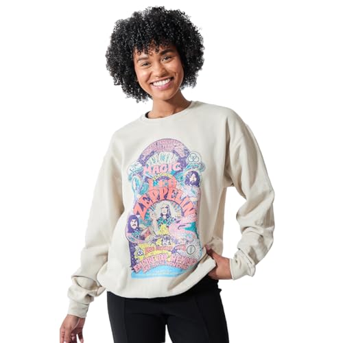 Led Zeppelin Electric Magic Distressed Poster Art Women's Sand Crew Neck Long Sleeve Sweatshirt