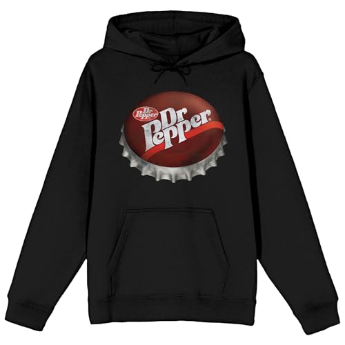 Dr Pepper Bottle Cap Art Long Sleeve Black Adult Hooded Sweatshirt