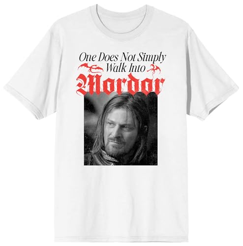 Lord Of The Rings One Does Not Simply Walk Into Mordor Adult White Crew Neck Short Sleeve T-shirt