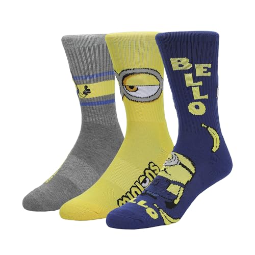 Minions Favorite Characters Men's Athletic Crew Socks (Pack of 3)