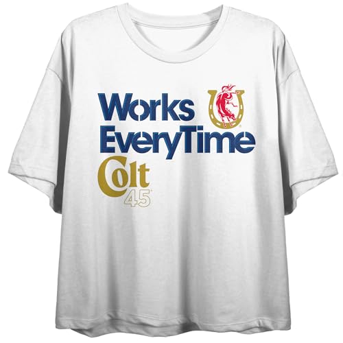 Colt 45 Works Every Time Women's White Crop Tee
