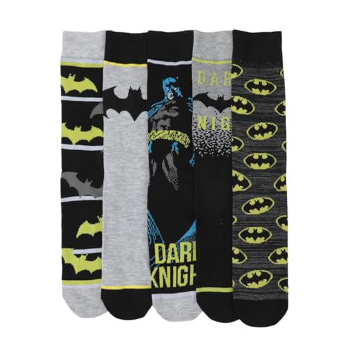 Batman Adult Crew Socks - 5-Pack of Dark Knight Comfort!