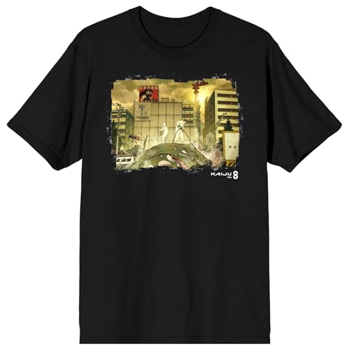 Kaiju No. 8 Ruined Cityscape Crew Neck Short Sleeve Men's Black T-shirt