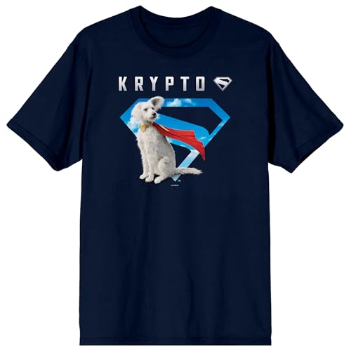 Superman 2025 Krypto Superman Logo Adult Navy Crew Neck Short Sleeve T-shirt