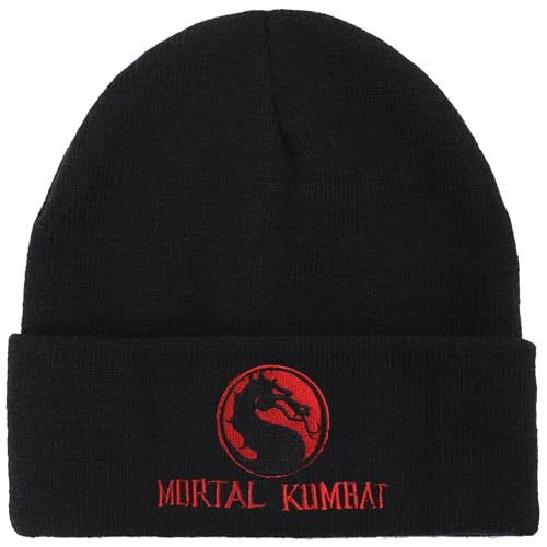 Mortal Kombat Classic Title Art Adult Black Ribbed Beanie