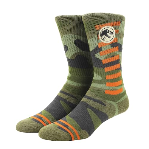 Jurassic Park Camo Dinosaur Men's Athletic Crew Socks