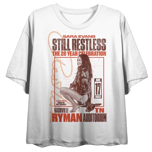 Sara Evans Still Restless Poster Women's White Crew Neck Short Sleeve Crop Top