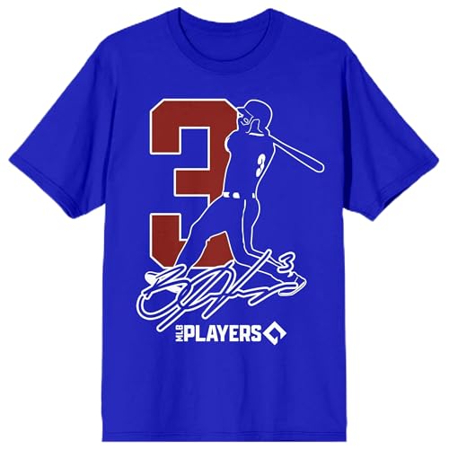 Bryce Harper Bryce Harper Silhouette & Number 3 Adult Royal Blue Crew Neck Short Sleeve T-Shirt
