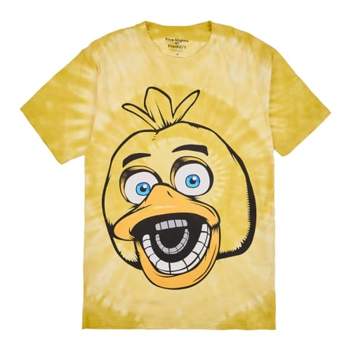 Five Nights At Freddy's Chica Men's Yellow Spiral Tie-Dye Crew Neck Short Sleeve T-shirt
