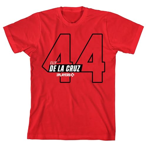 MLBPA Elly De La Cruz 44 Youth Red Crew Neck Short Sleeve T-shirt