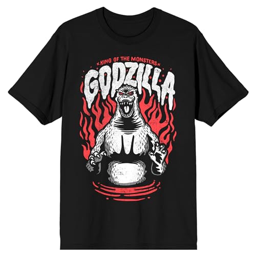 Godzilla Monster Flames Men's Black Short Sleeve Performance Tee