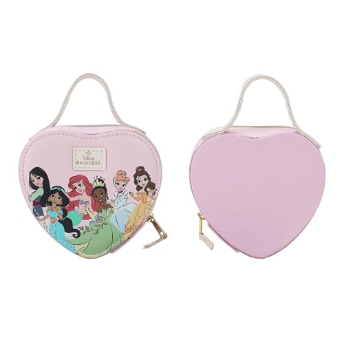 Heart-Shaped Disney Princesses Mini Travel Jewelry Case With Handle