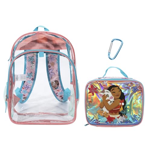Disney Moana and Pua 2-Piece 16" Kids Clear Backpack & Lunch Box Set For School And Travel