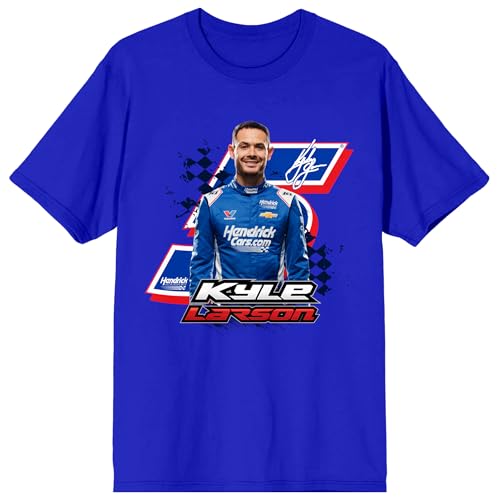 Hendrick Motorsports Kyle Larson Standing Pose Adult Royal Blue Crew Neck Short Sleeve T-shirt