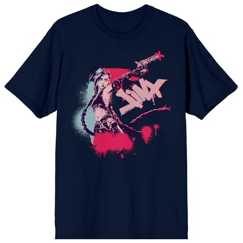 Arcane Jinx Graffiti Name Adult Black Crew Neck Short Sleeve T-shirt