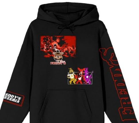 Five Nights At Freddy's Character Art Men's Black Long Sleeve Hooded Sweatshirt