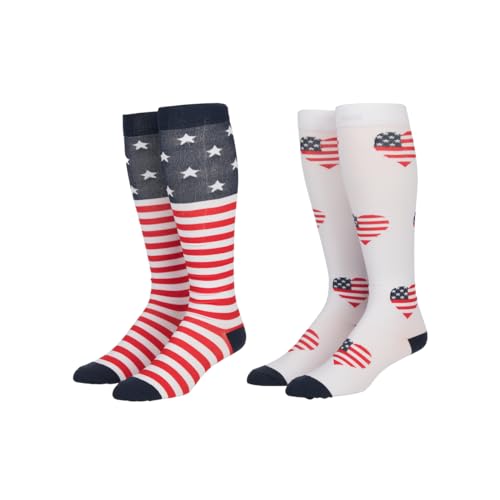 4th of July Americana Flag & Hearts 2-Pack Knee High Socks