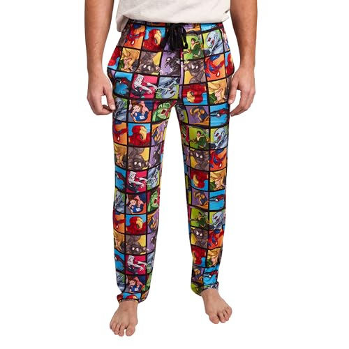 Marvel Superhero Squares Men's Black Sleep Pajama Pants