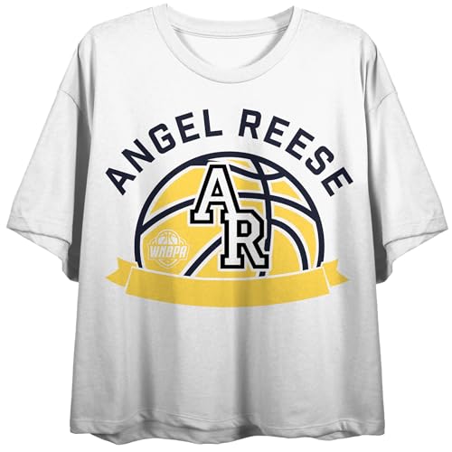 WNBPA Angel Reese AR Basketball Women's White Crew Neck Short Sleeve Crop Top