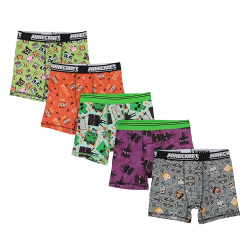 Youth Boys Minecraft Boxer Brief Underwear 5-Pack - Pixelated Comfort for Gamers