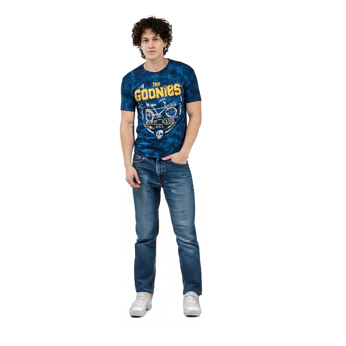 Goonies Bike Club Men's Navy Tie Dye Crew Neck Short Sleeve T-shirt