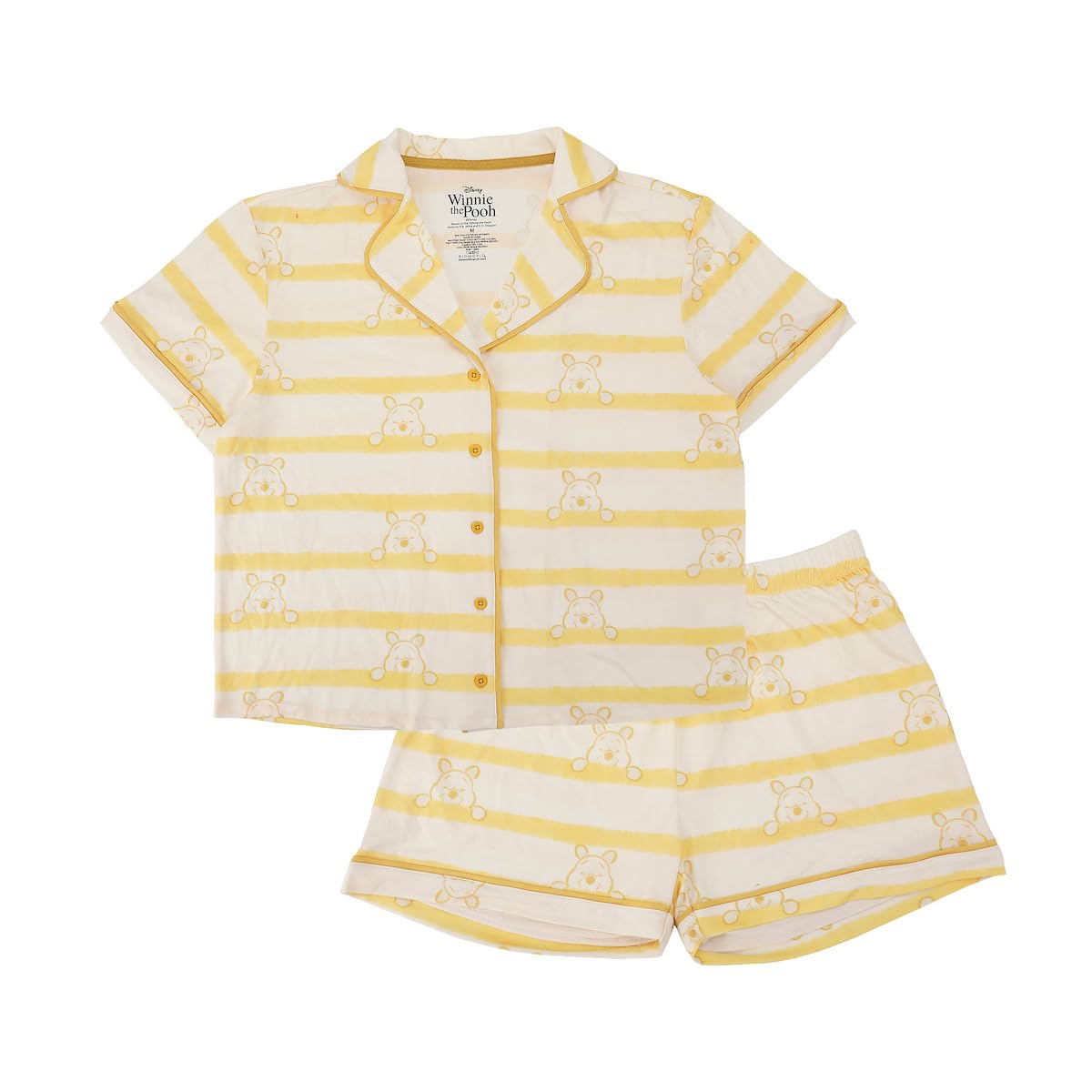 Disney's Winnie the Pooh Women's Notch Collar Button-Down Shirt and Shorts Sleepwear Set