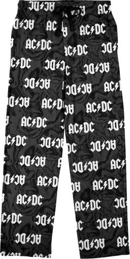 AC/DC Lightning Bolt Logo All-Over Print Men's Black Sleep Pajama Pants