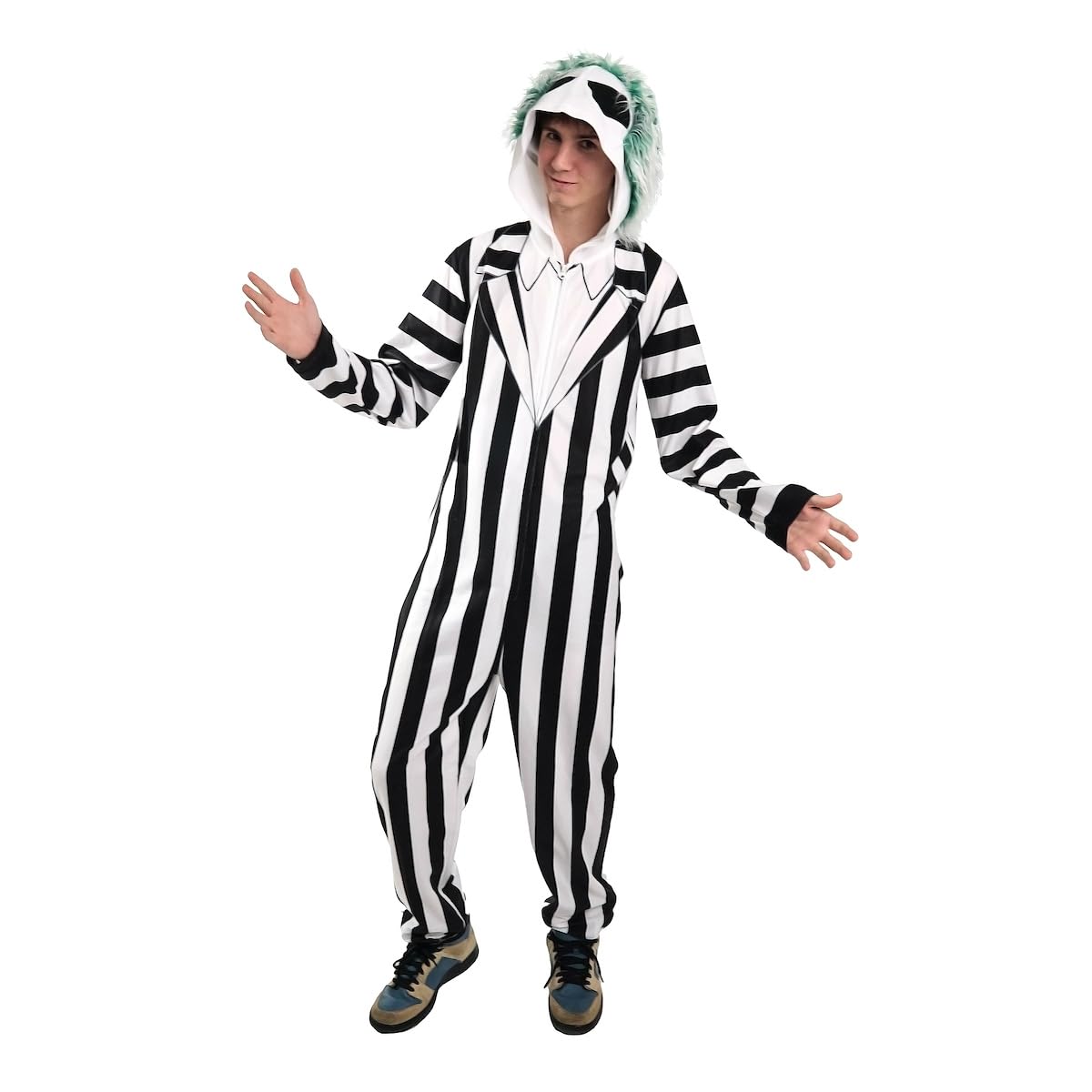 Beetlejuice Betelgeuse Men's Hooded Onesie Costume Union Suit