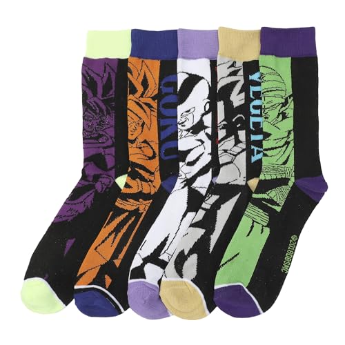 Dragon Ball Anime Characters Adult 5-Pair Casual Crew Socks-OSFA
