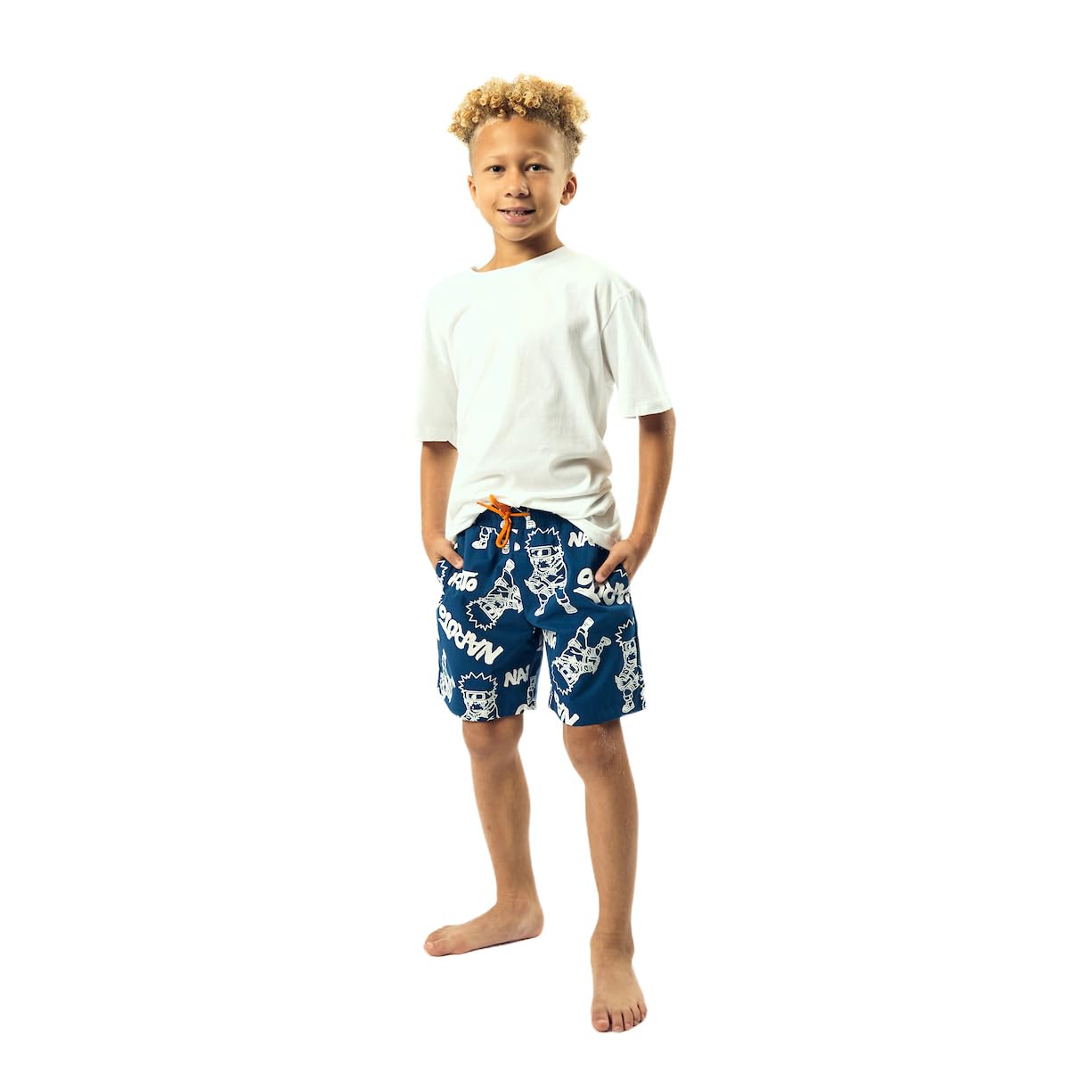 Naruto Color-Changing Line Art Boy's Navy Swim Boardshorts