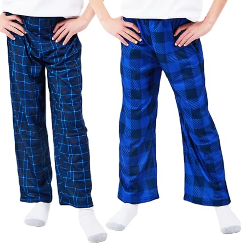 Blue Plaid & Dark Blue Plaid 2-Pack Toddler Boy's to Youth Boy's Sleep Pajama Pants
