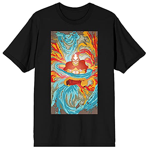 Avatar the Last Airbender Aang with Four Elements Black Graphic Tee