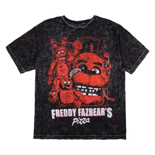 Five Nights At Freddy's Oversized Freddy Fazbear's Pizza Graphic Crew Neck Short Sleeve Men's Black T-shirt