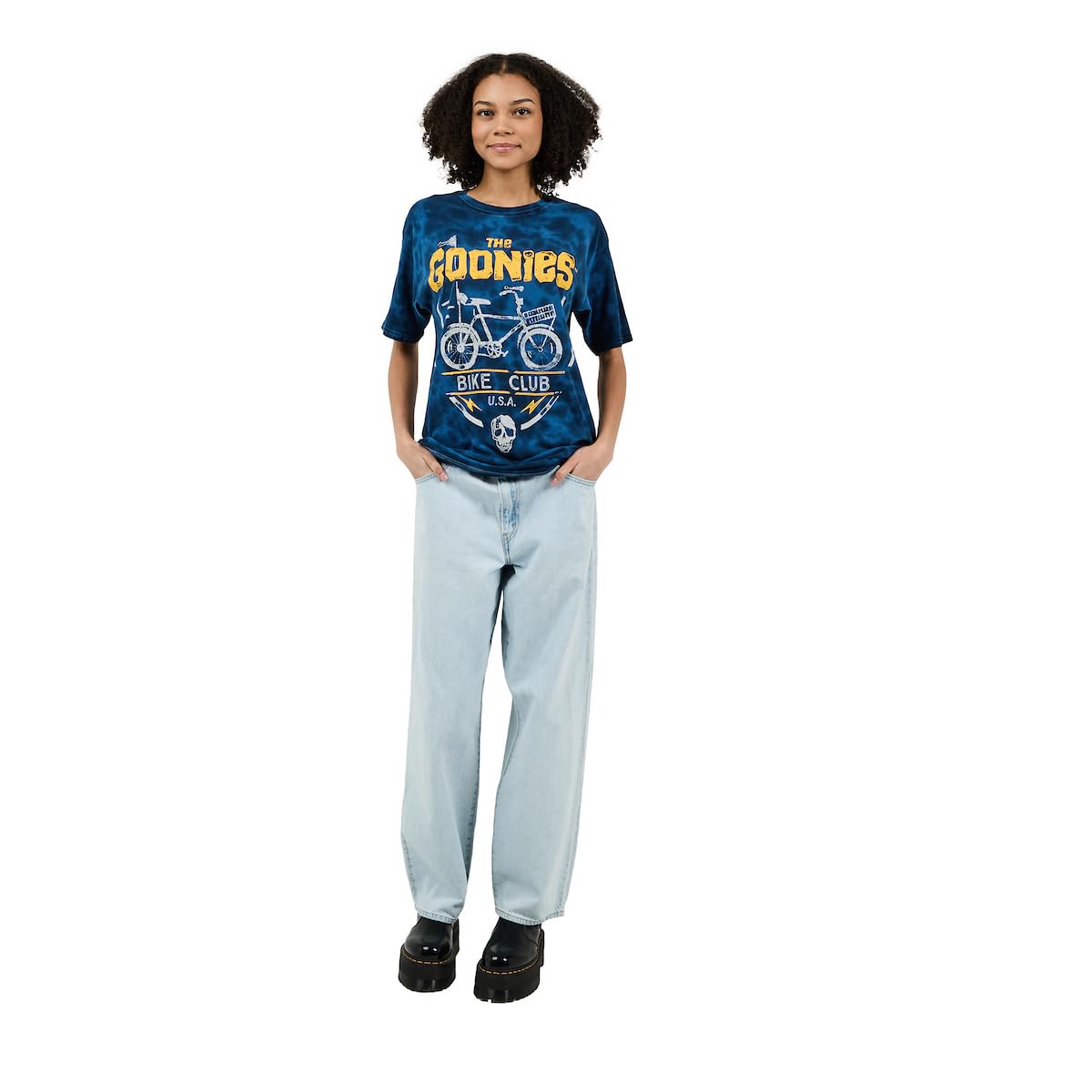 Goonies Bike Club Men's Navy Tie Dye Crew Neck Short Sleeve T-shirt