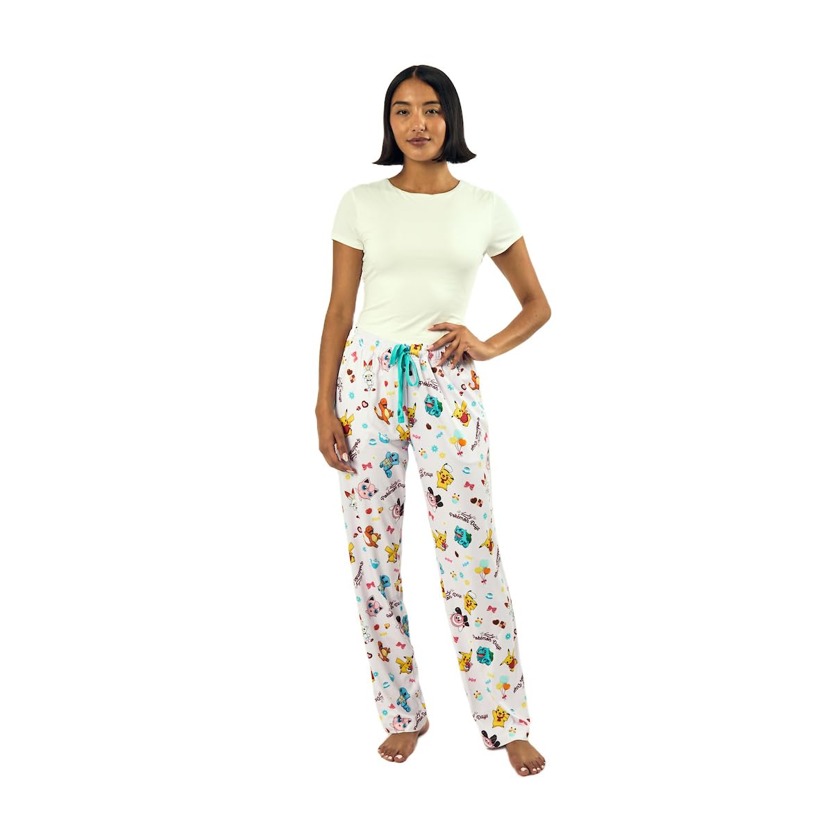 Pokémon Character Print Women's Pink Quick Turn Sleep Pajama Pants