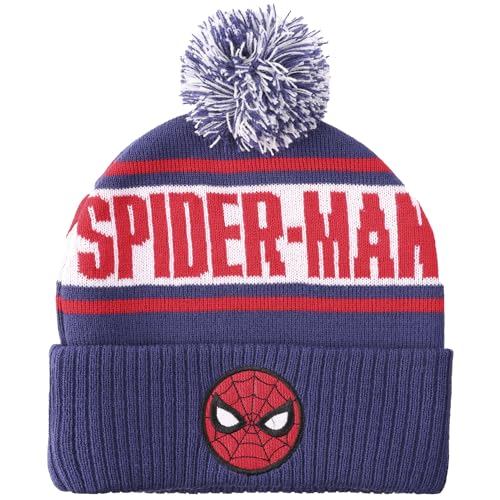 Spider-Man Chibi Mask & Logo Blue Cuff Beanie