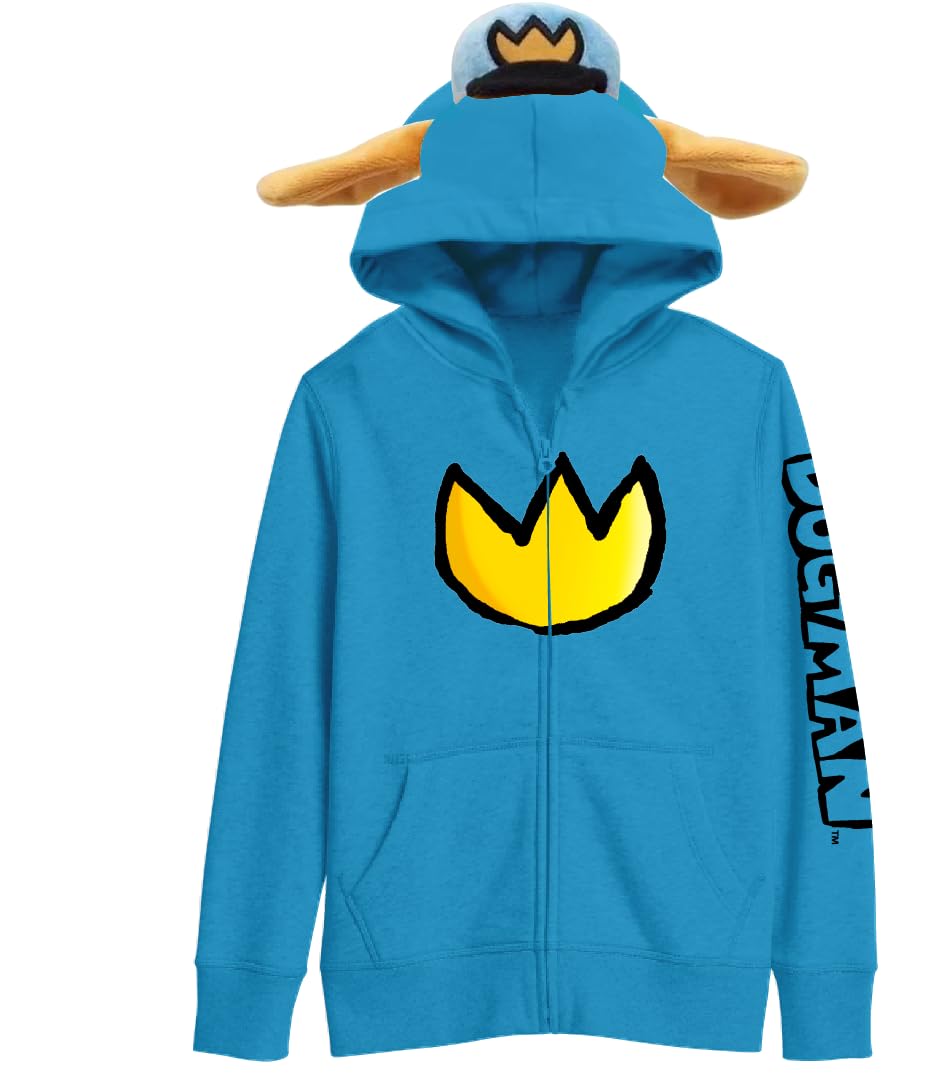 Dog Man Emblem Boy's Blue Long Sleeve Cosplay Zip-Up Hoodie