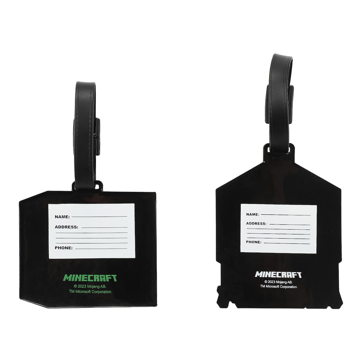 Minecraft Youth Luggage Tag 2pc Set - 3D Molded Rubber with ID Card