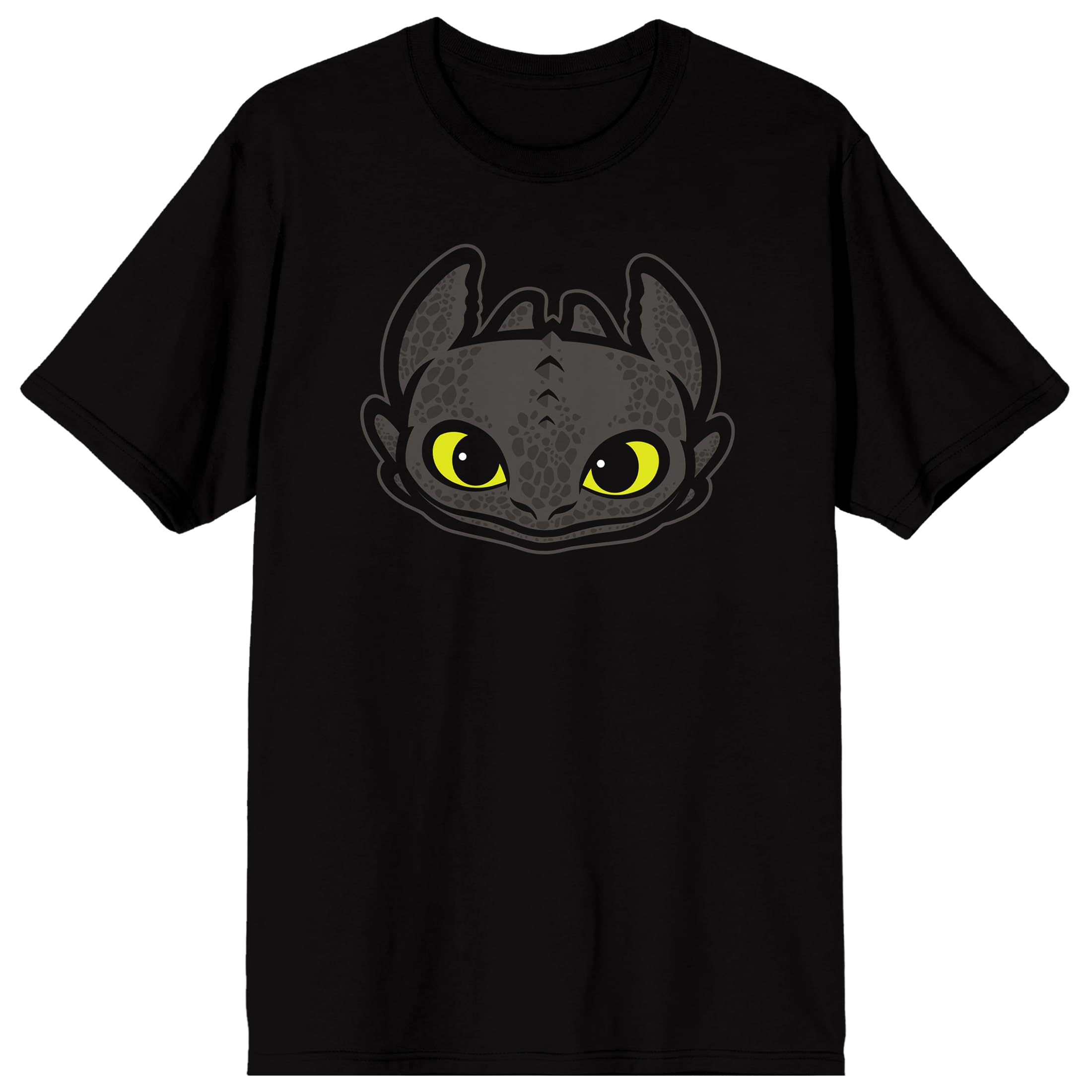 How to Train Your Dragon Toothless Head Vector Graphic Adult Black Crew Neck Short Sleeve T-shirt