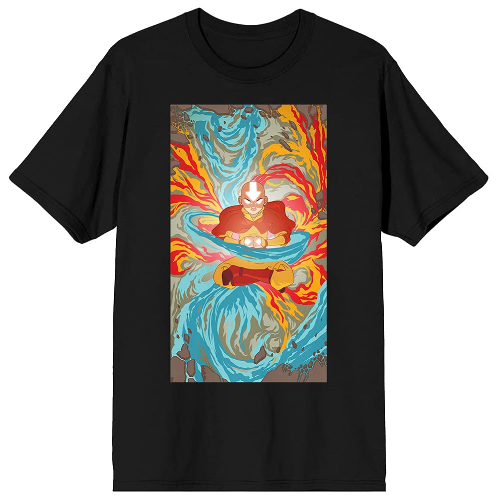 Avatar the Last Airbender Aang with Four Elements Black Graphic Tee