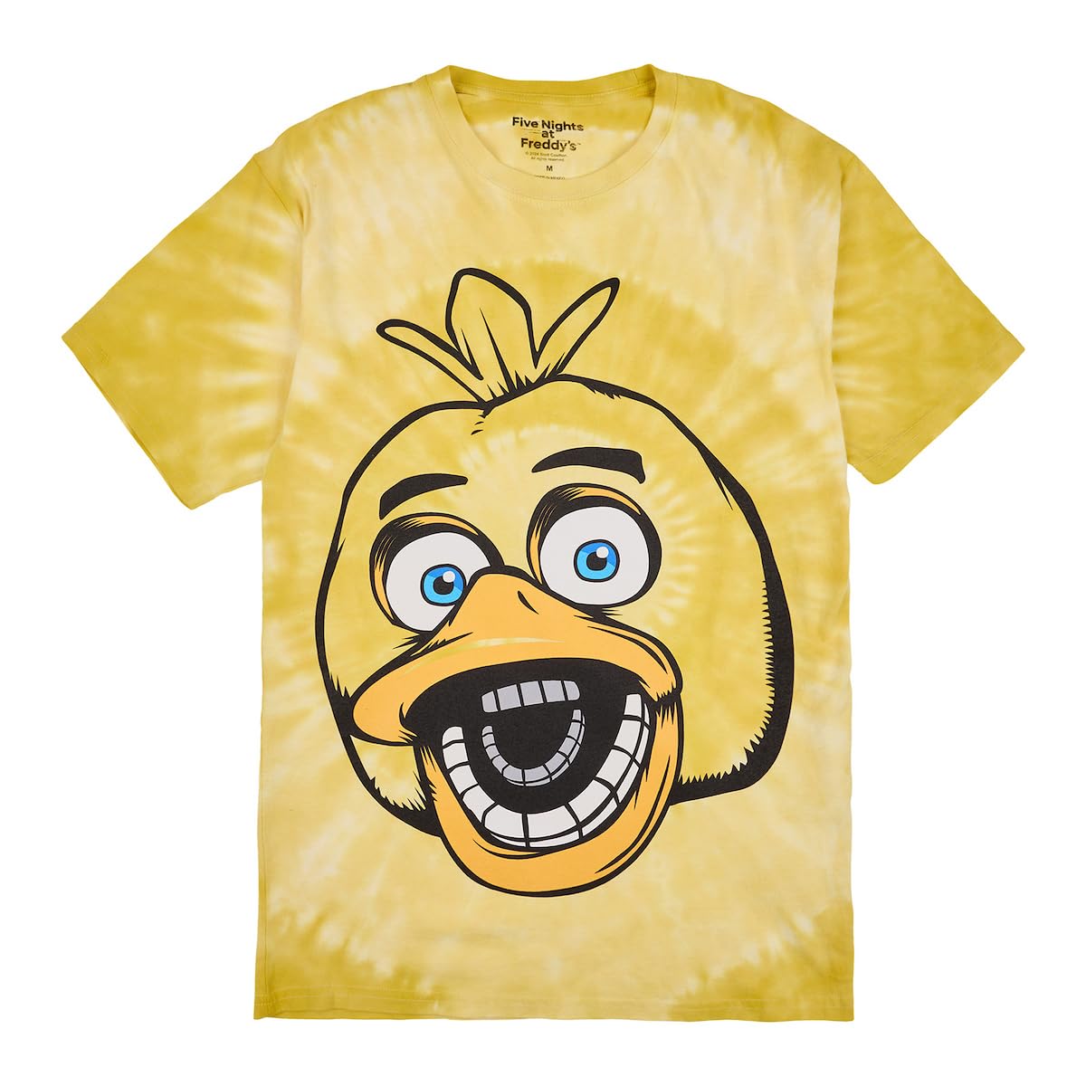 Five Nights At Freddy's Chica Men's Yellow Spiral Tie-Dye Crew Neck Short Sleeve T-shirt