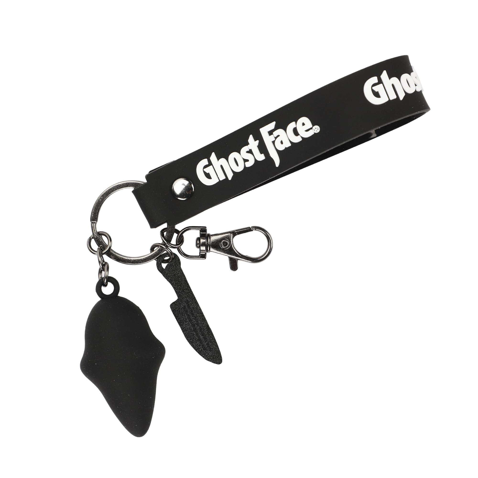 Ghostface Molded with Knife Icon Charm and Rubber Strap Keychain